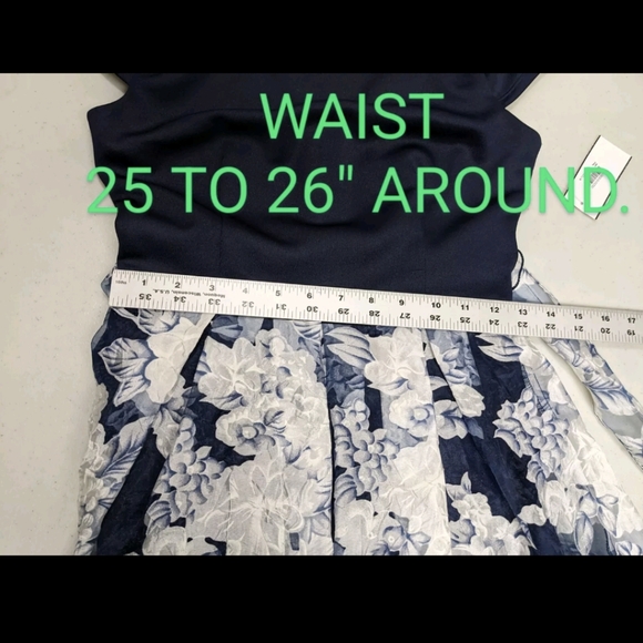 NWT B. Darlin Fit Flare Mini Dress 5 / 6 Chiffon Skirt Area Tie Waist - Picture 4 of 14